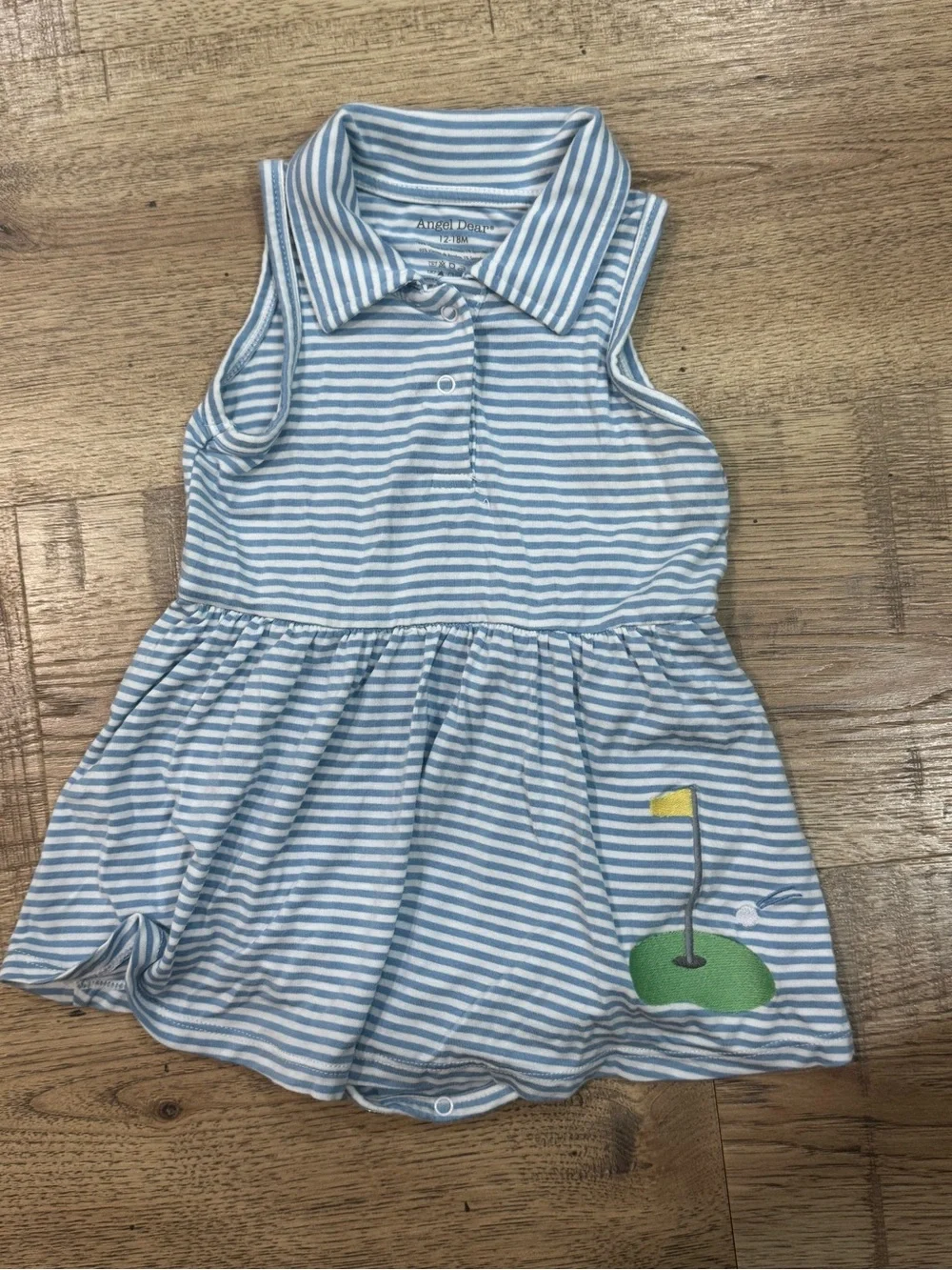 Angel Dear Light Blue and White Striped Polo One-Piece